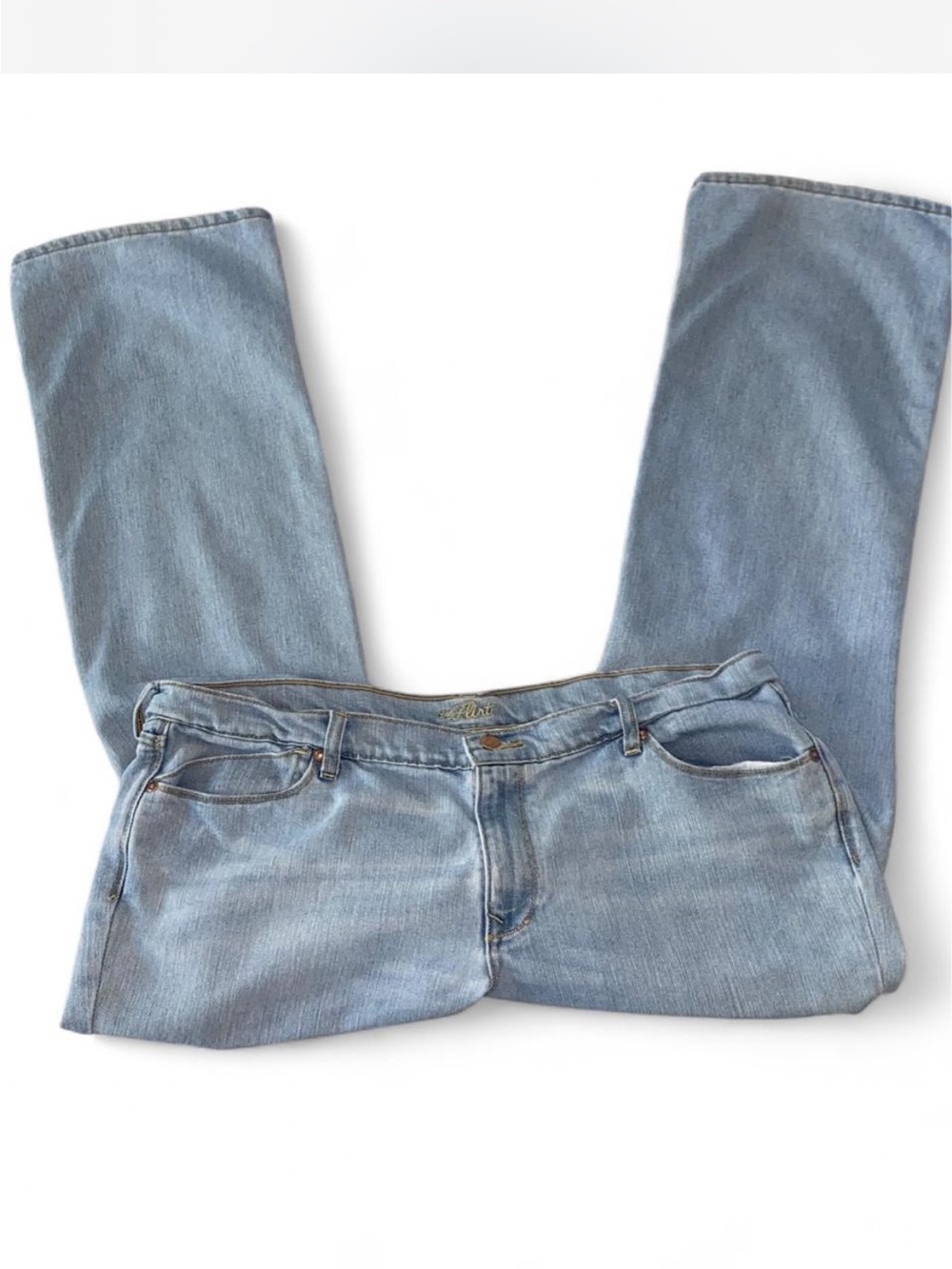 Old Navy Light Blue Denim Jeans with Gold Stitching - Picture 2 of 5